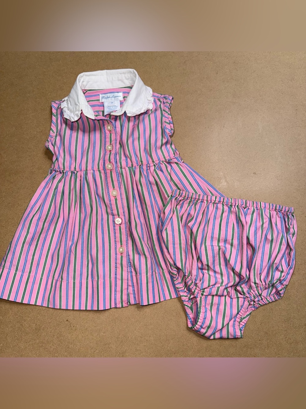 Ralph Lauren Pinstripe Dress& Bloomers size 3 months [🟡-14]